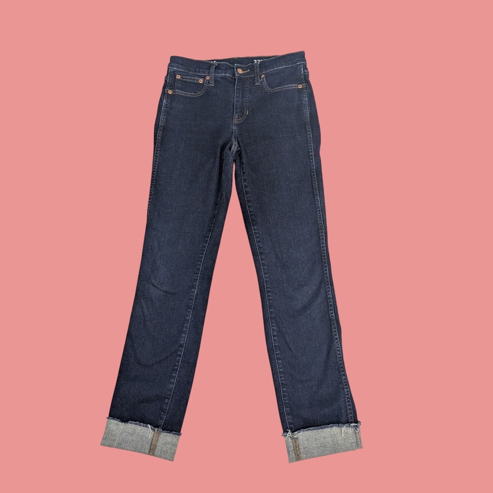 Jeans J.Crew Women 27 Tall Dark Wash Raw Hem Vintage Straight